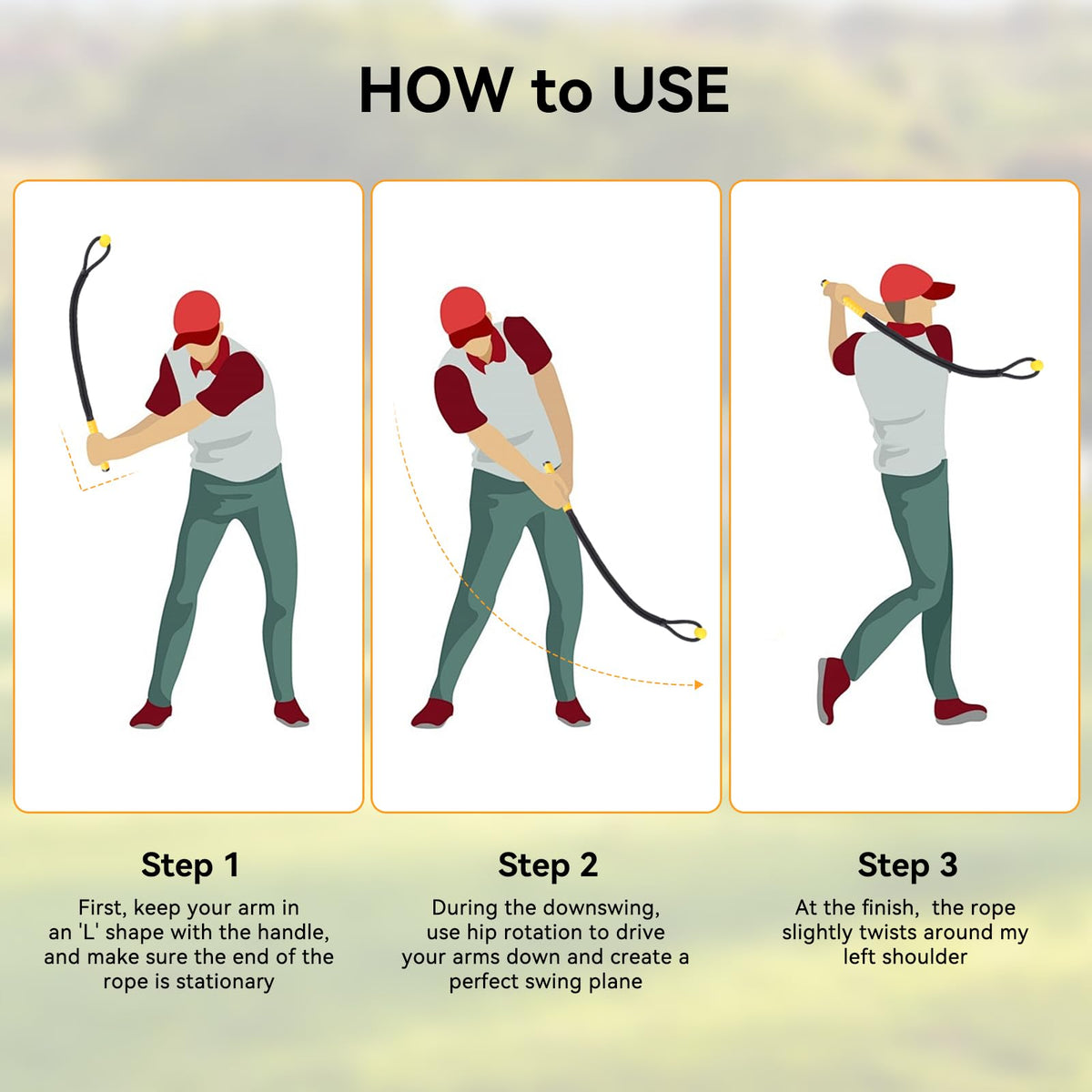 Golf Rope Swing Trainer to Improve Speed, Tempo for Golf Warm-Up Practice