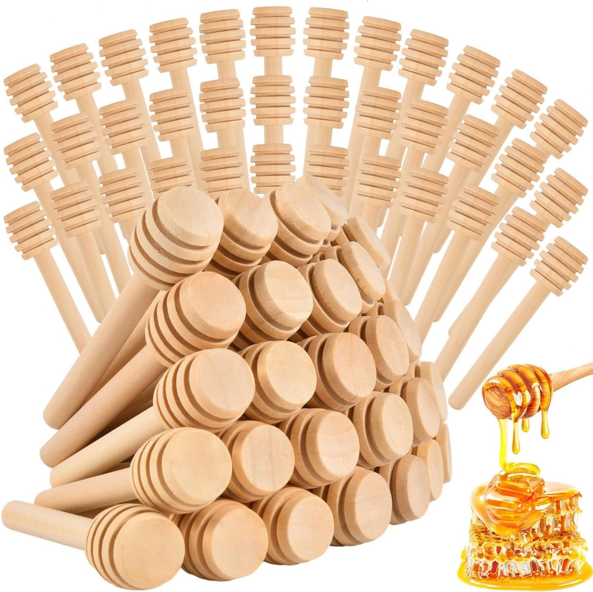 200 PCS Wooden Honey Dipper Sticks, 3 Inch Honey Sticks Mini Honeycomb Sticks, Mini Honey Dipper Honey Stirrers for Honey Jar Dispense Drizzle Honey and Wedding Party Favors Gift