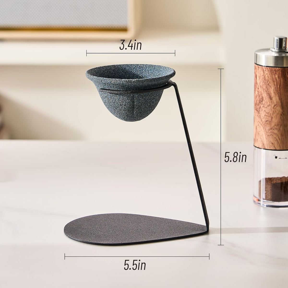 Pour Over Coffee Dripper Set, Reusable Ceramics Coffee Filter, Paperless Single Cup Coffee Maker with Non-Slip Stand, Drip Coffee Maker with Metal Coffee Filter Holder