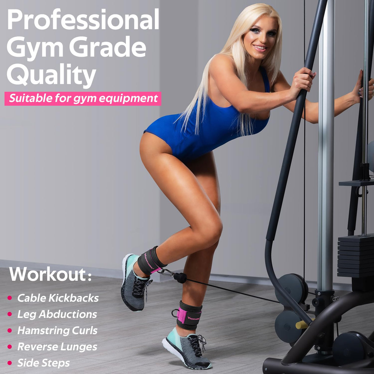 Ankle Resistance Bands w/Cuffs, Ankle Weights Women Booty Workout Equipment