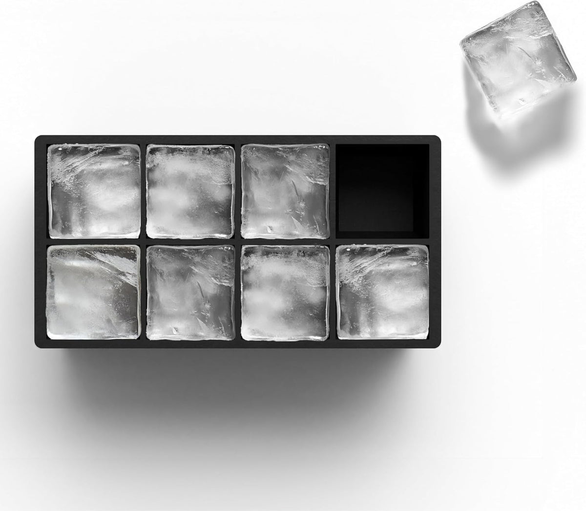 glacio Ice Cube Molds – 2-Pack Silicone Trays for 8 Large Square Cubes – Slow-Melt Ice for Whiskey, Cocktails, Coffee & More