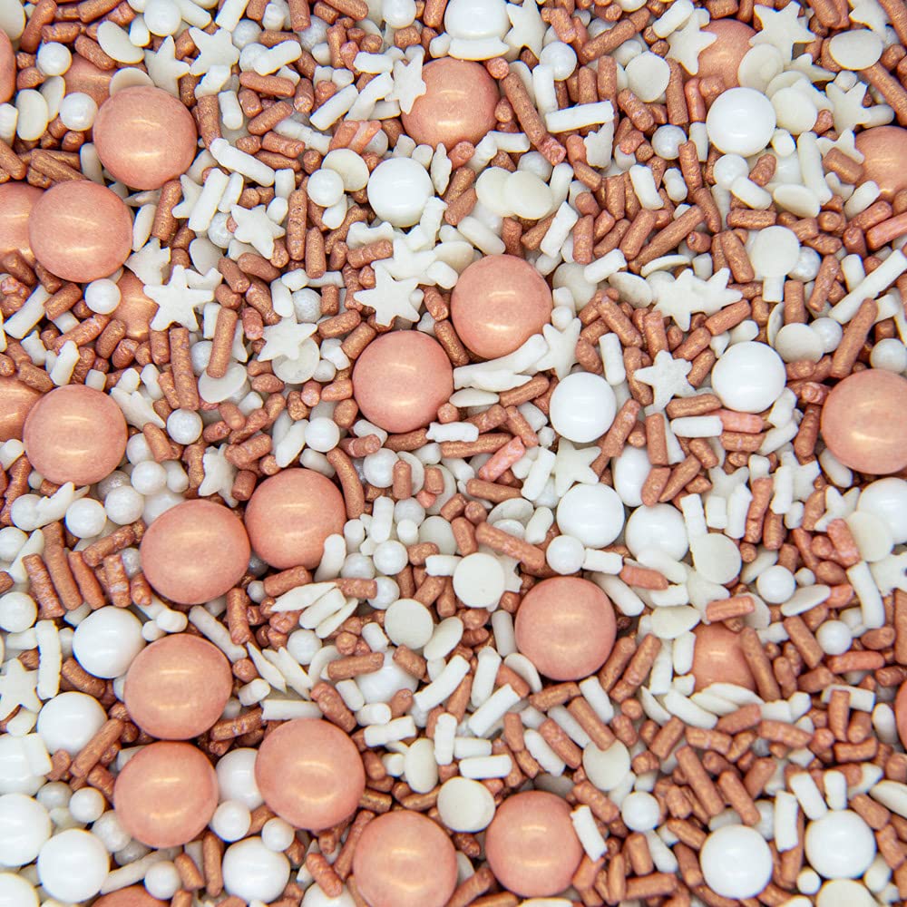 Sprinkles for Cake Decorating Edible Cake Decorations Fancy Rose Gold Sprinkles Cupcake Decorations Cake Sprinkles for Cupcake Decorating Rose Gold Cake Decorations with Rose Gold Sixlets Sugar Pearls