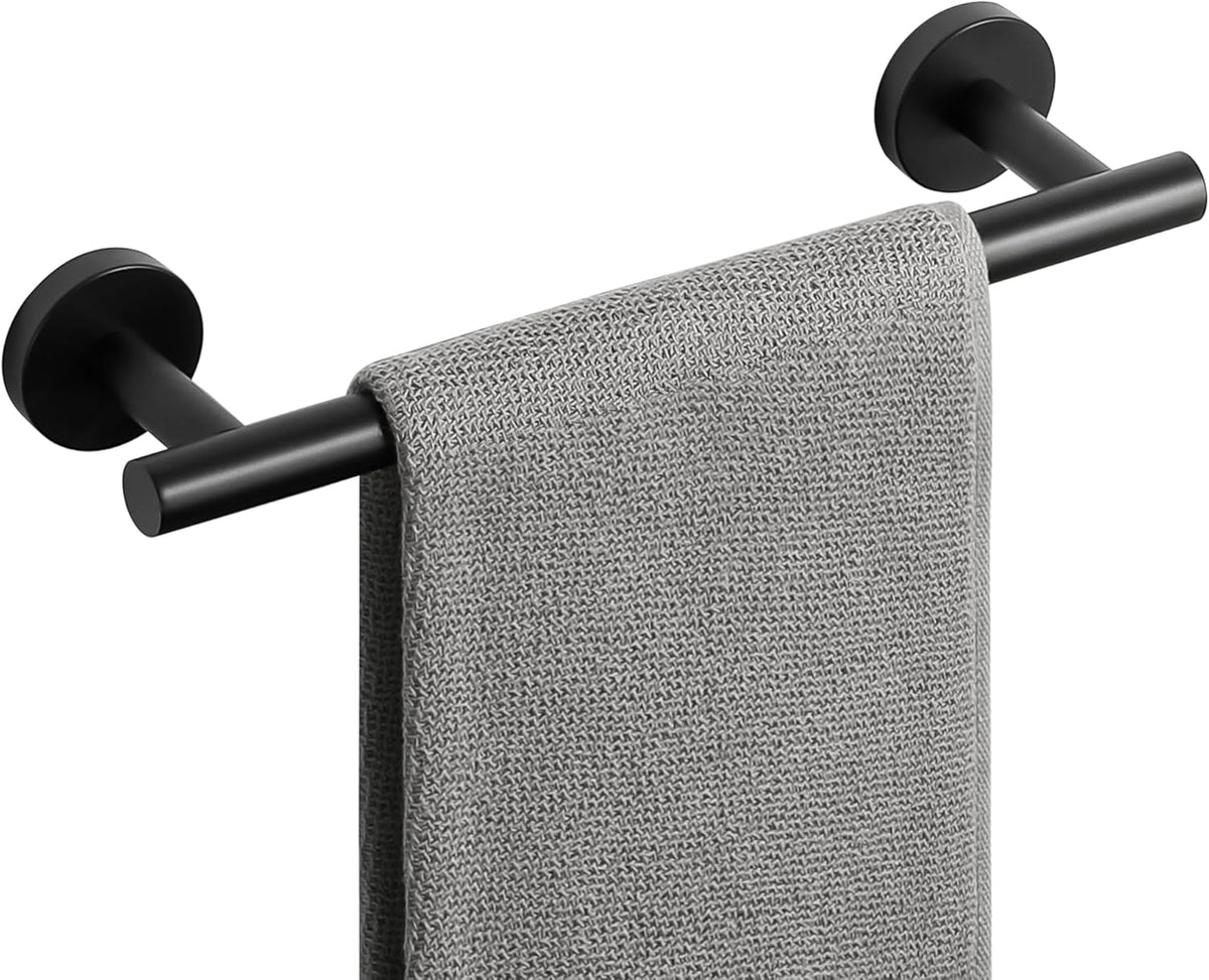 Sayayo Matte Black Hand Towel Holder for Bathroom, 12 Inch Towel Bar Towel Rack for Kitchen, Towel Ring Towel Rod Wall Mount SUS304 Stainless Steel (Hanging Length 9-Inch)