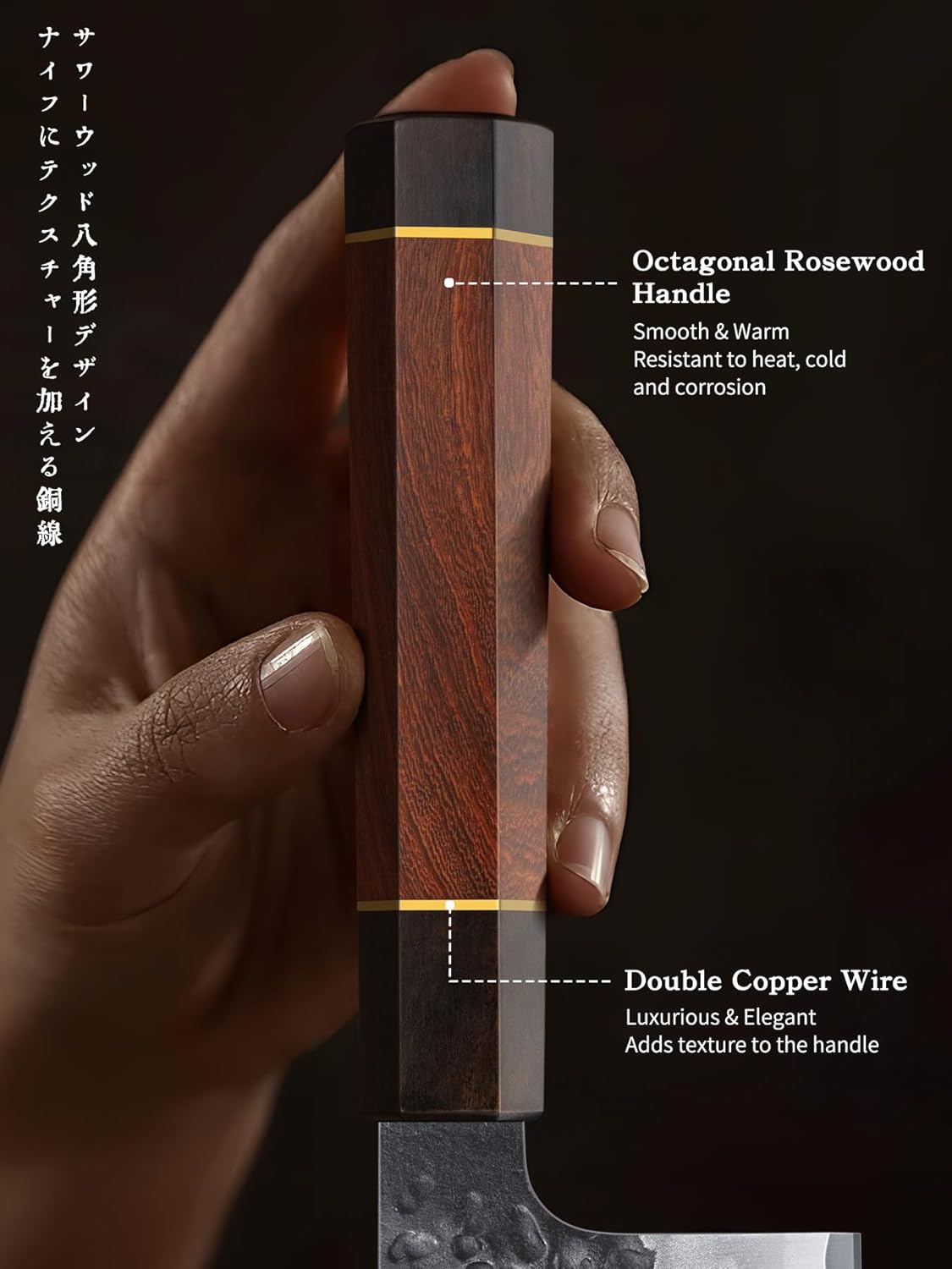 HOSHANHO 7 Inch Nakiri Knife, Japanese Hand Forged Asian Chopping Chef Knife, Professional Meat Vegetable Cleaver Kitchen Knife with Ergonomic Handle