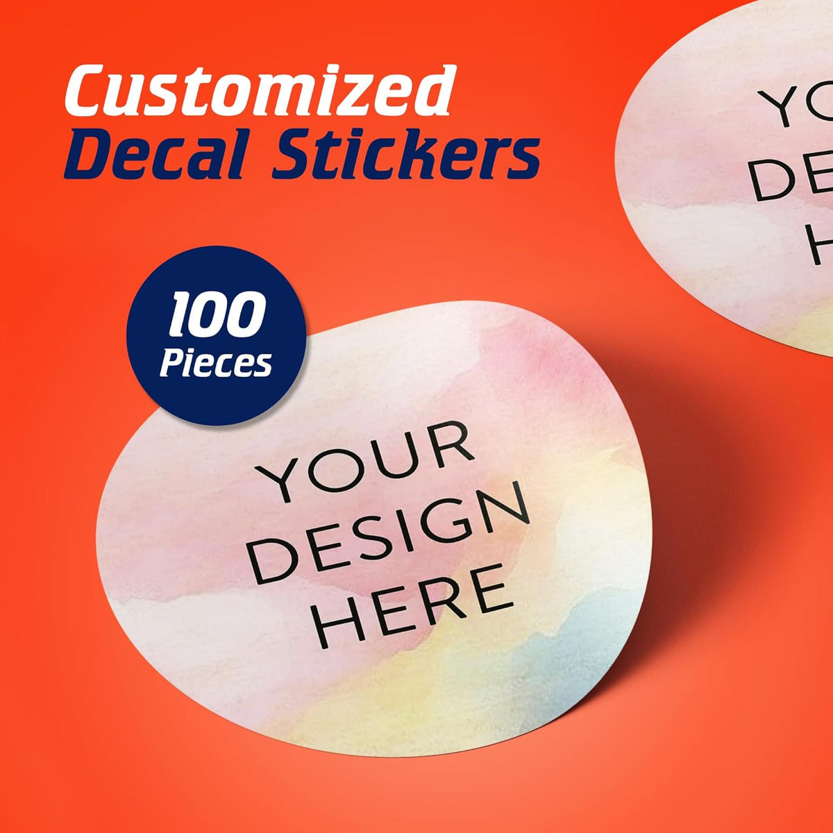 100 Custom Vinyl Stickers - Upload Your own Image, Text, Design, Logo - Personalized Logo Labels for Handmade, Packaging, Bottle, Jars, Candle, Brand Stickers (Watercolor, 4x4)