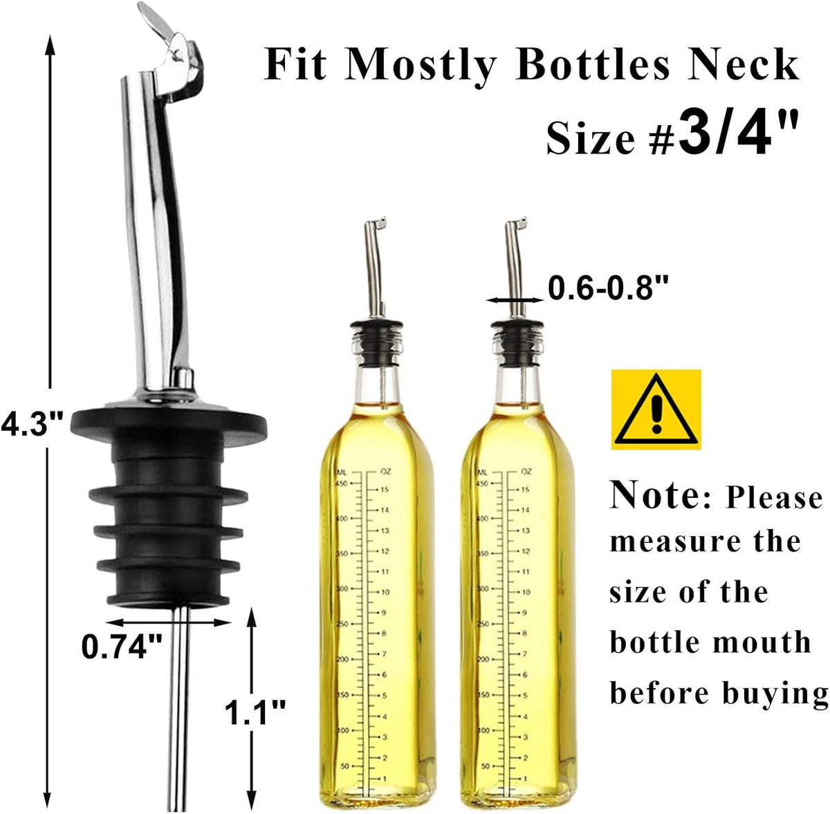 12 Pack Oil Pourers with Flip Top, Olive Oil Dispenser Spout, Speed Pour Spouts for 3/4" Bottle Mouth