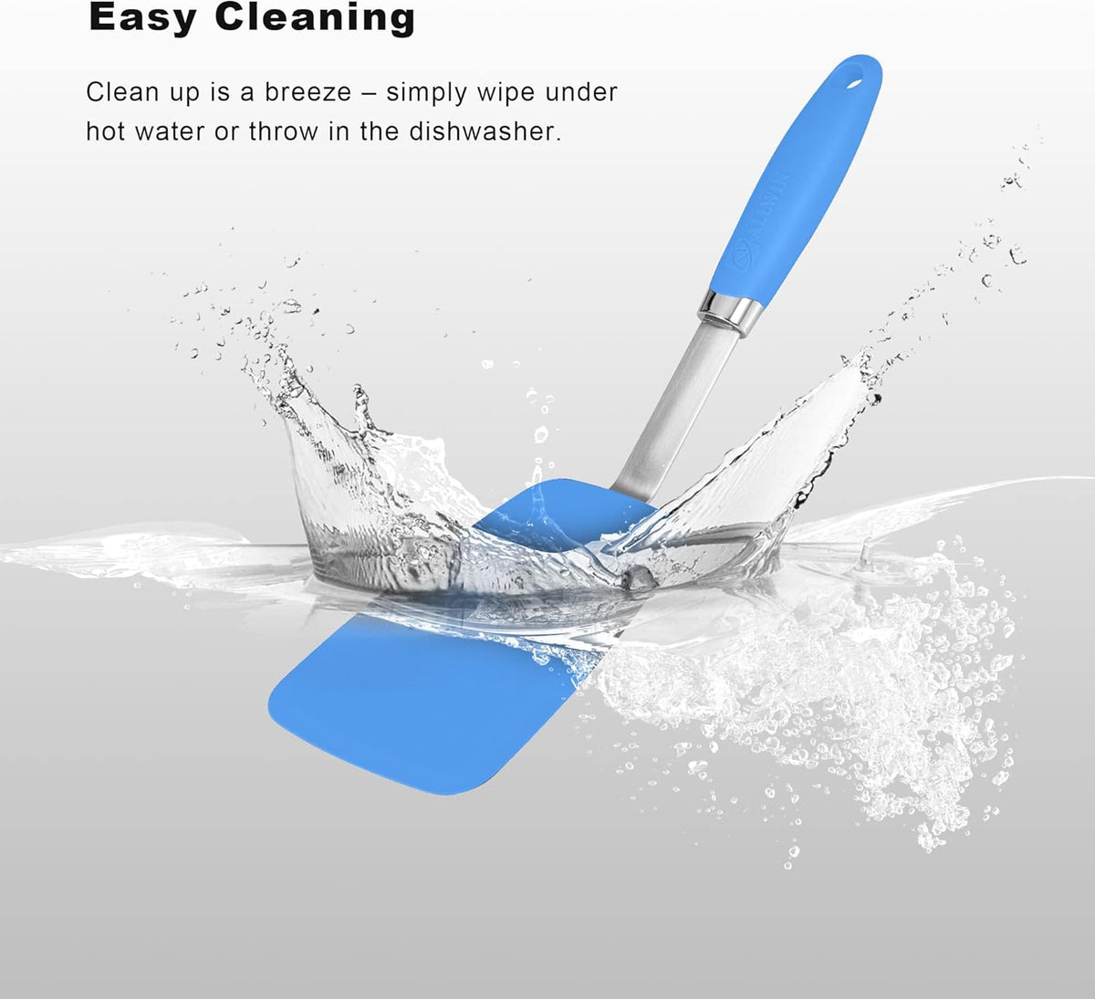 Silicone Spatulas Set Turners Tongs Cooking Utensils Set High Heat Resistant Kitchen Scraper Spatulas for Cooking Mixing Baking BPA Free Dishwasher Safe, Blue