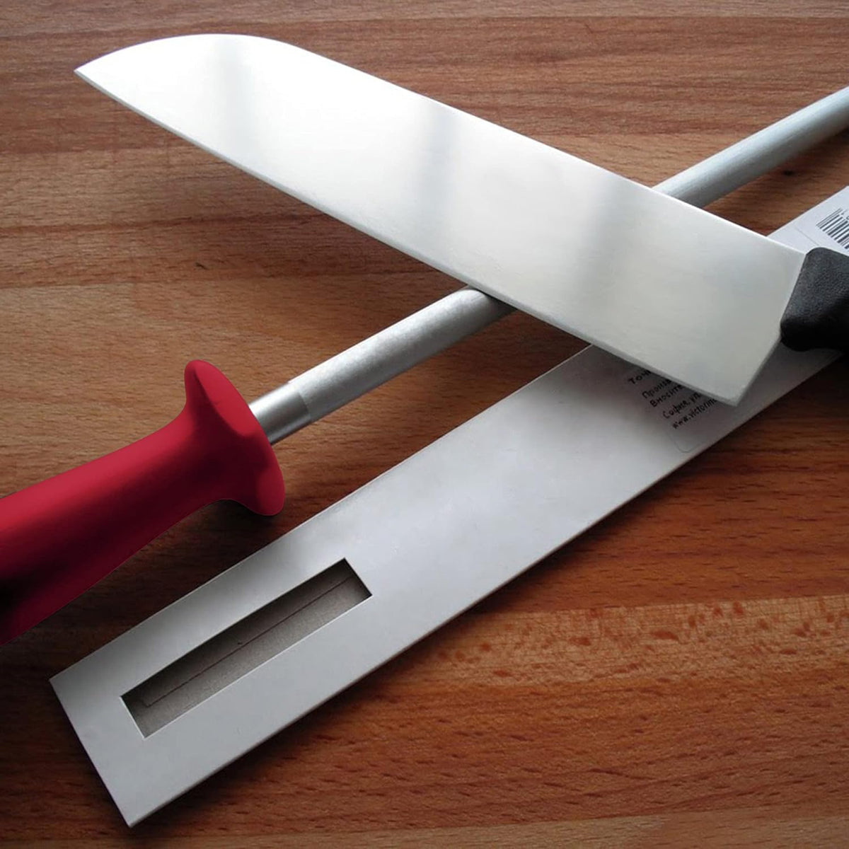 Professional Carbon Steel Red Knife Sharpening Steel, Red 12 Inch