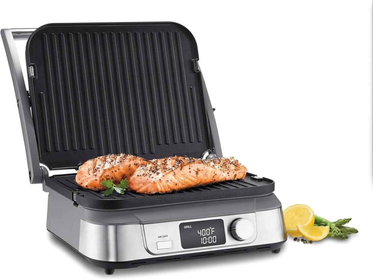 Cuisinart GR-5BP1 Electric Griddler FIVE, Enjoy 5-in-1 Functions, LCD Display, Wide Temperature Range and Sear Function, Stainless Steel