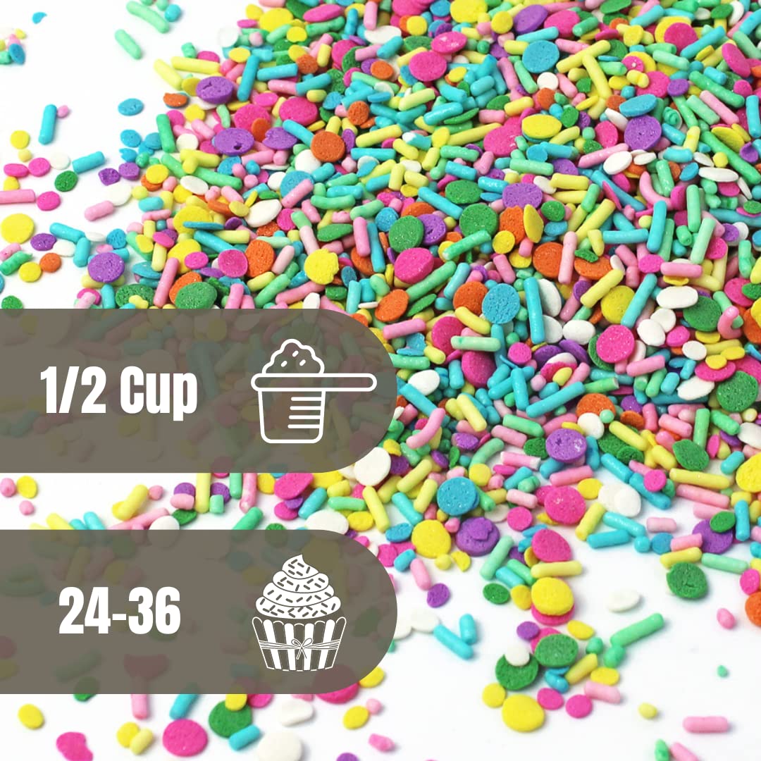 Pastel Party Sprinkles Mix | Made In USA By Sprinkle Pop| A Blend of Pink yellow Blue Green Purple Orange Lavender Mint Confetti Sprinkles| Easter Sprinkles For Decorating Cake Cupcakes Cookies, 4oz