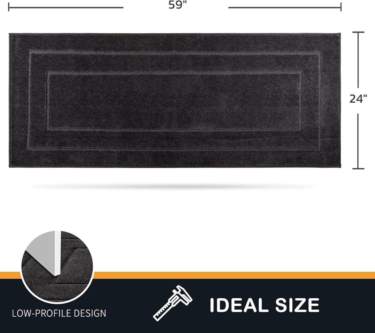 PURRUGS Dirt Trapping Door Mat 24" x 59", Non-Slip/Skid Machine Washable Entryway Rug, Dog Doormat, Super Absorbent Welcome Mat for Muddy Wet Shoes and Paws, Charcoal