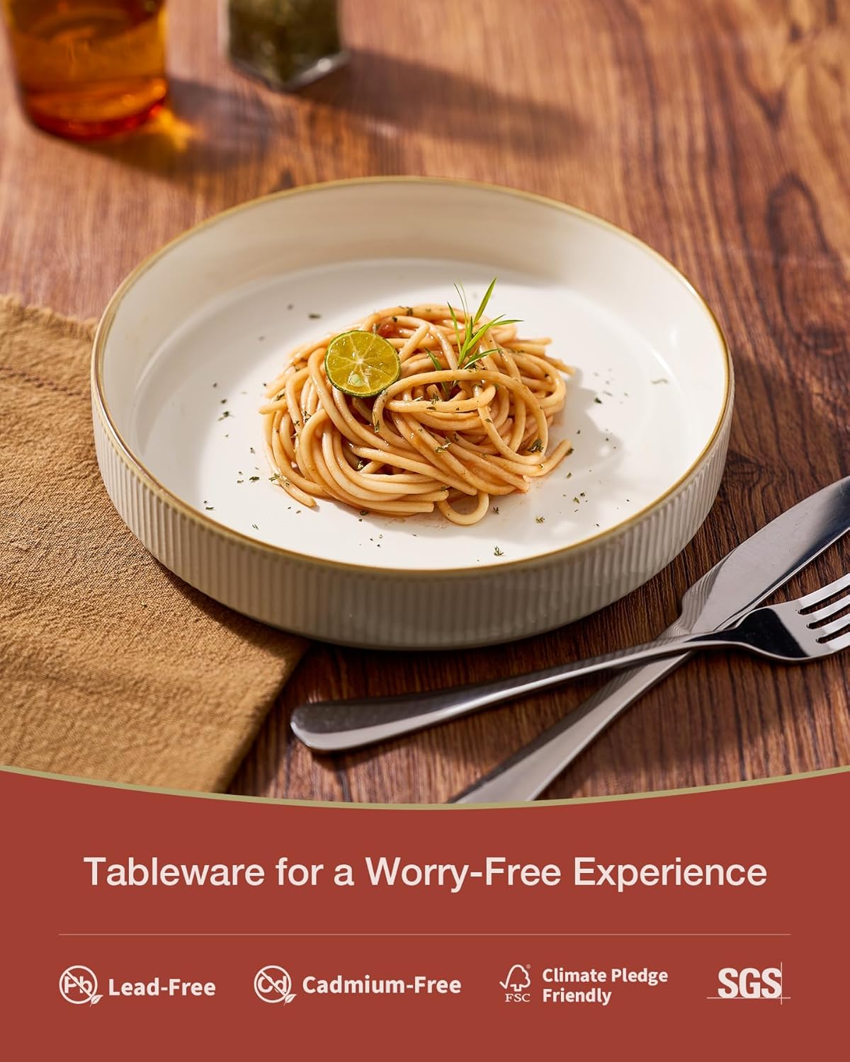 famiware Star 7.5" Pasta Bowls Set, Salad Bowl Set of 6, Double Reactive Glaze, Stackable, Perfect for Your Friend for Housewarming, Thanksgiving, Christmas, White