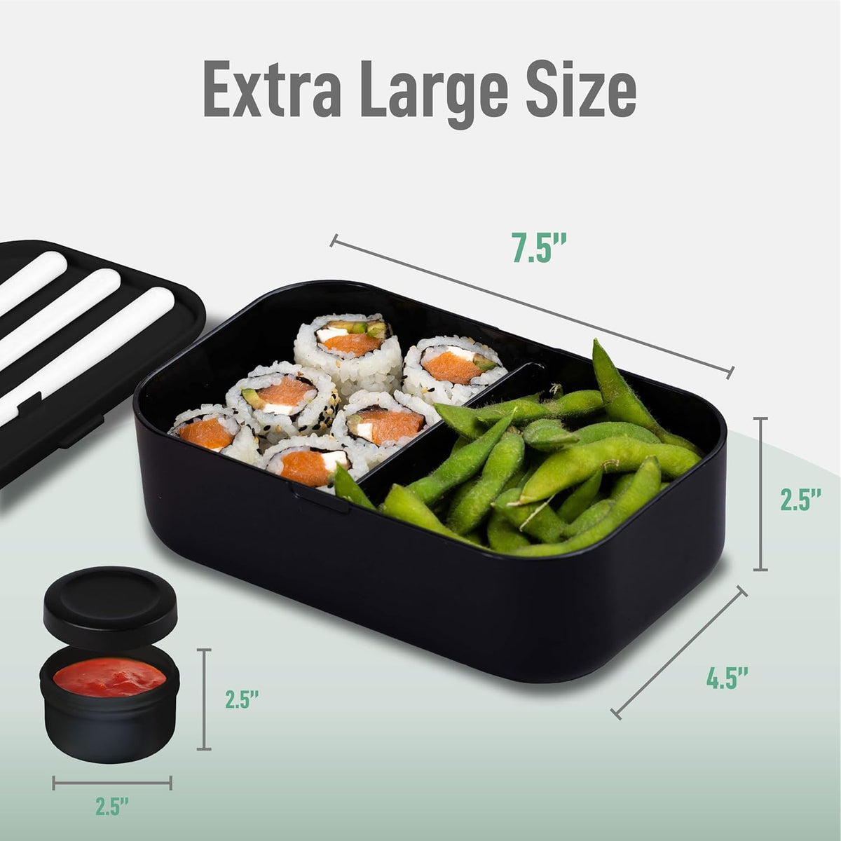 Double Premium Bento Box Adult, 67 fl oz BPA-Free - Black Stackable Lunch Box with Leak-Proof Lids & Dividers, Perfect for Meal Prep, Lunches & Portion Control