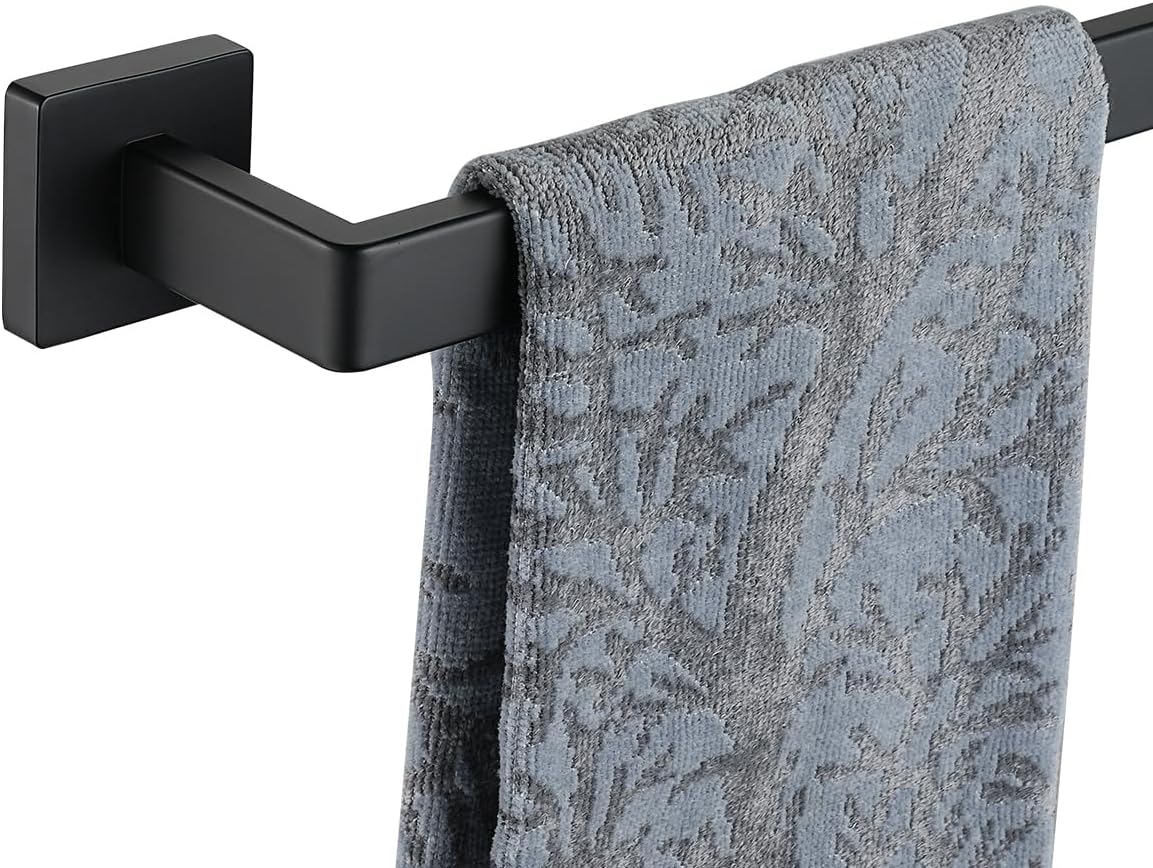 JQK Black Towel Bar, Rounded Edges 32.41 Inch Towel Rack, 304 Stainless Steel Bathroom Wall Mount, Useable Length 30 Inch, TB250L30-PB