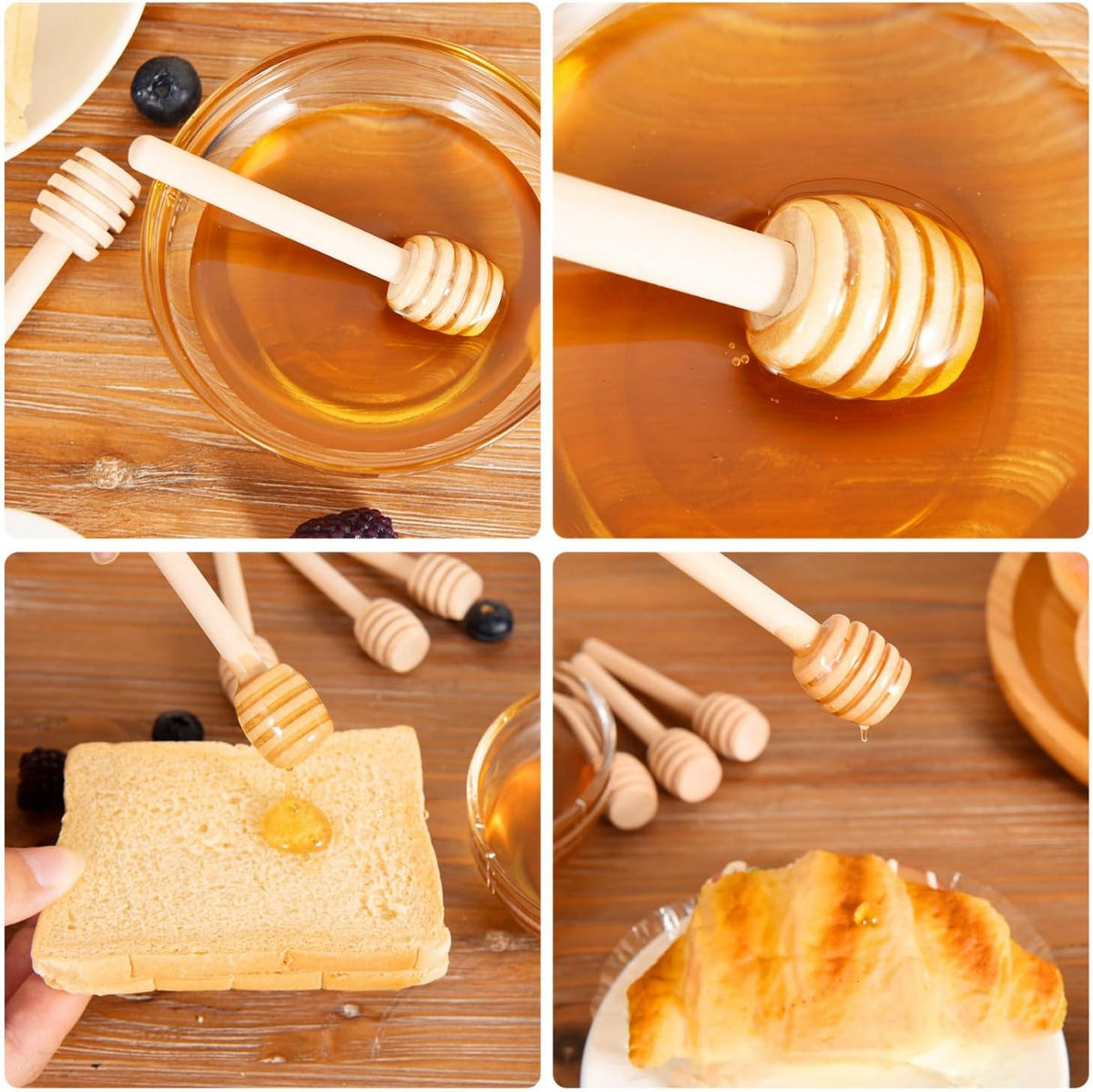 200 PCS Wooden Honey Dipper Sticks, 3 Inch Honey Sticks Mini Honeycomb Sticks, Mini Honey Dipper Honey Stirrers for Honey Jar Dispense Drizzle Honey and Wedding Party Favors Gift