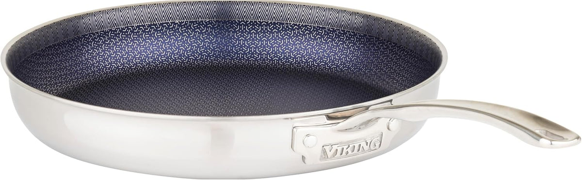 Viking 3-Ply Non Stick Frying Pan, 12 Inch Hybrid Plus Stainless Steel Kitchen Cookware, Silver