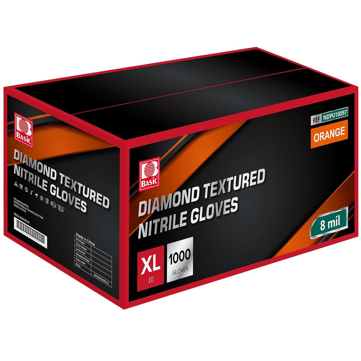 Jointown Basic Heavy Duty Nitrile Gloves, Mechanic Gloves 8 Mil Nitrile Disposable, with Raised Diamond Texture, Case of 1000, Orange, XLarge