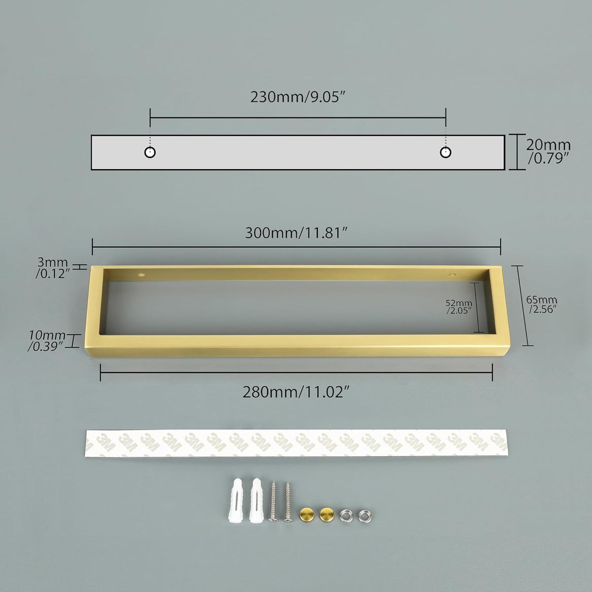 Alise Bathroom Towel Bar, Self Adhesive Hand Towel Holder, Two Usage Methods, 304 Stainless Steel Gold Towel Bar, Wall Mount Bath Towel Rack 12 Inch, GJF030-G