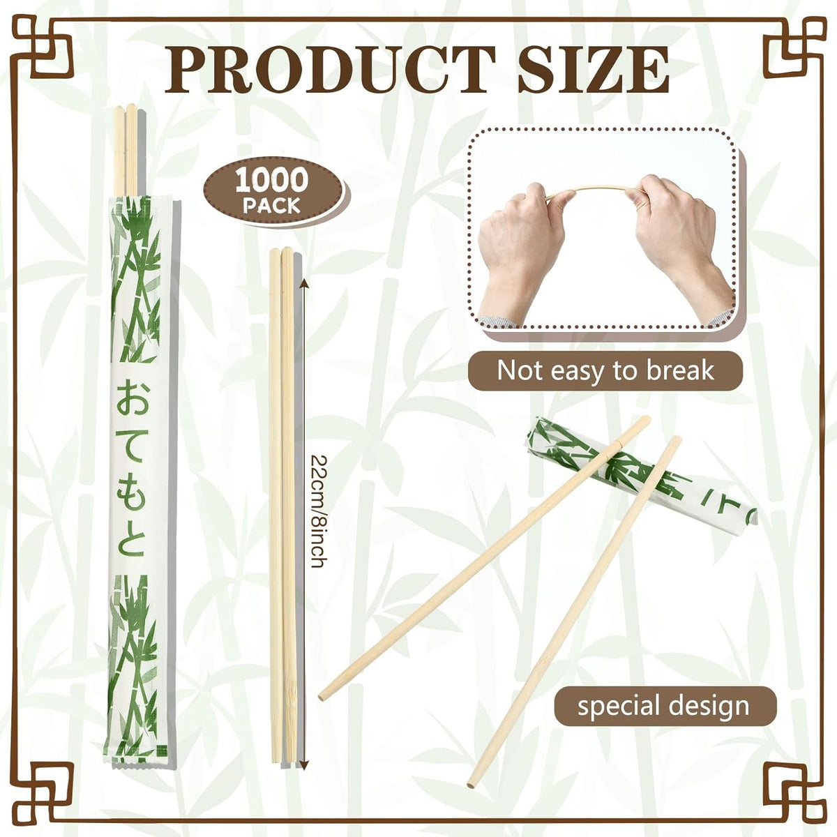 Sabary 1000 Pairs Bamboo Chopsticks Disposable Sleeved and Separated Chop Sticks Quality Chopsticks Disposable UV Treated(Bamboo)