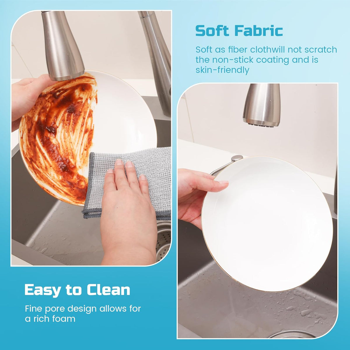 20 Pcs New Upgrade 3-Layer Metal Dish Cloth, No Scratches and No Odor, Multipurpose Wire Dishwashing Rag for Wet and Dry, Kitchen Cleaning Dish Rags,Sinks, Dishes, Stove Top, Dimensions(7.08x8.86)