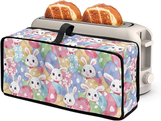 Easter Cute Bunny Toaster Cover Long Slot 2 Slice Slim Christmas Toaster Cover, Heat-Resistant Small Appliance Covers Dustproof Protective Covers for Modern Home Festival Decor