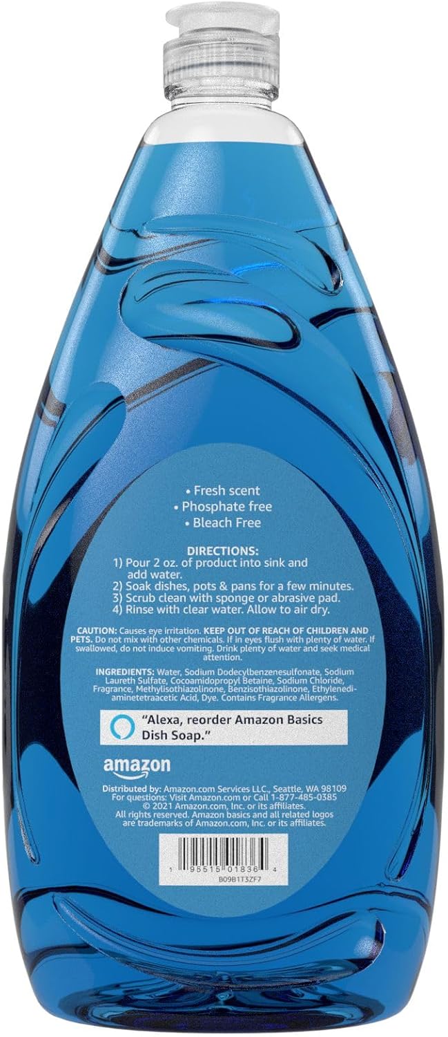 Amazon Basics Dish Soap, Fresh Scent, 30 fl oz, Pack of 8