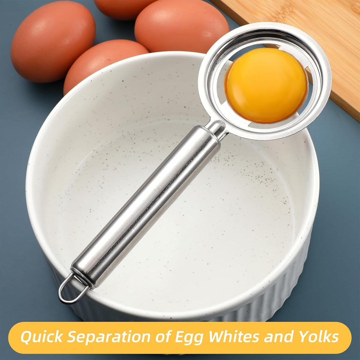 2PCS Egg Separator for Raw Eggs, Stainless Steel Eggs Yolk White Separation Tool Egg Yolk Separator Kitchen Gadget Cooking Baker Tool for Kitchen Baking