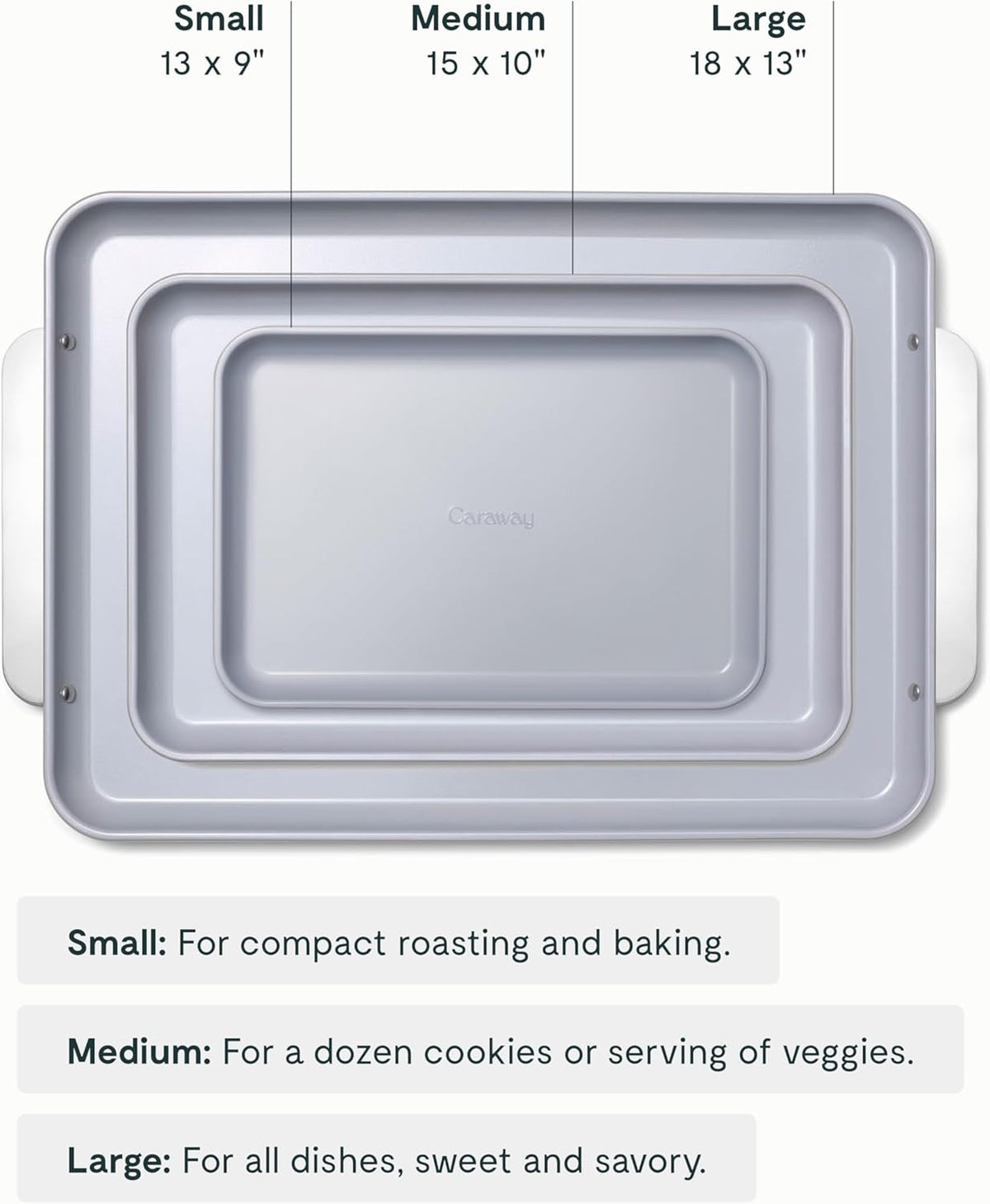 Caraway Non-Stick Ceramic Baking Sheet Trio - Naturally Slick Ceramic Coating - Non-Toxic, PTFE & PFOA Free - 18 x 13" Large, 15 x 10" Medium, & 9" x 13" Small - Marigold