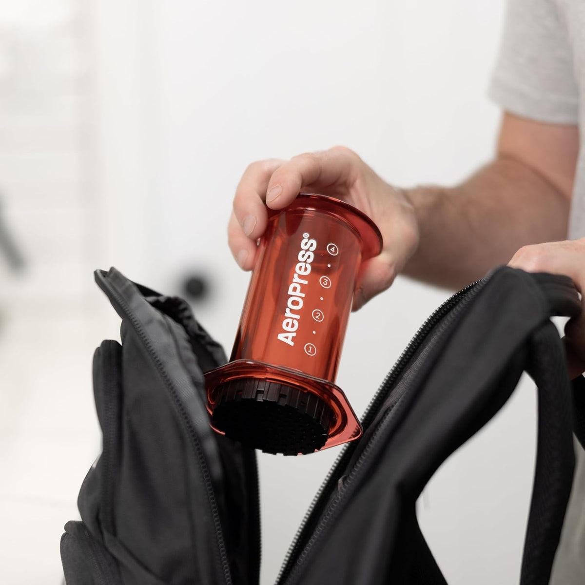 AeroPress Clear Red Coffee Press – 3 In 1 Brew Method Combines French Press, Pourover, Espresso, Full Bodied Coffee Without Grit or Bitterness, Small Portable Coffee Maker for Camping & Travel, Red