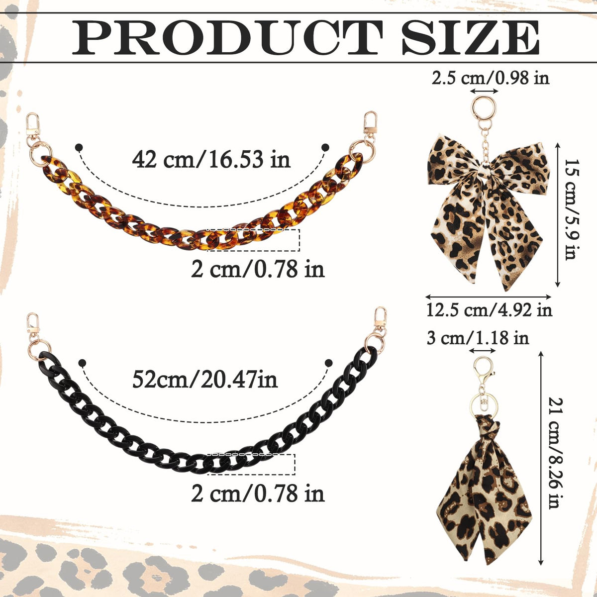 JATEBI 8 Pcs Leopard Bag Charms for Tote Bags
