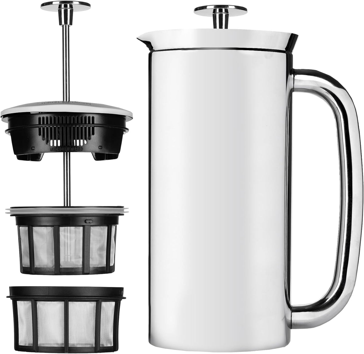 ESPRO P7 French Press Coffee Maker - Double-Walled Stainless Steel Insulated with Micro-Filter, 32 Ounces, Polished Stainless Steel