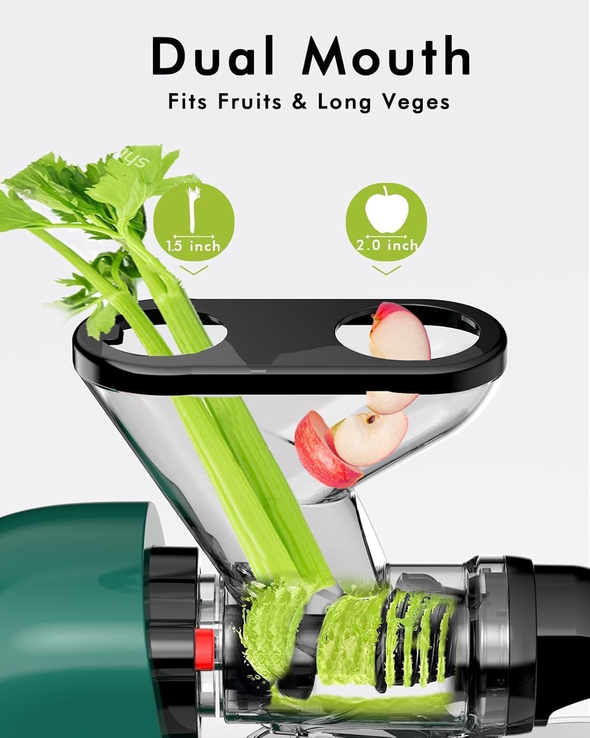 SiFENE Cold Press Juicer Machine, Slow Masticating Juicer, Vegetable and Fruit Juice Extractor Maker Squeezer, Easy to Clean, BPA Free, Green
