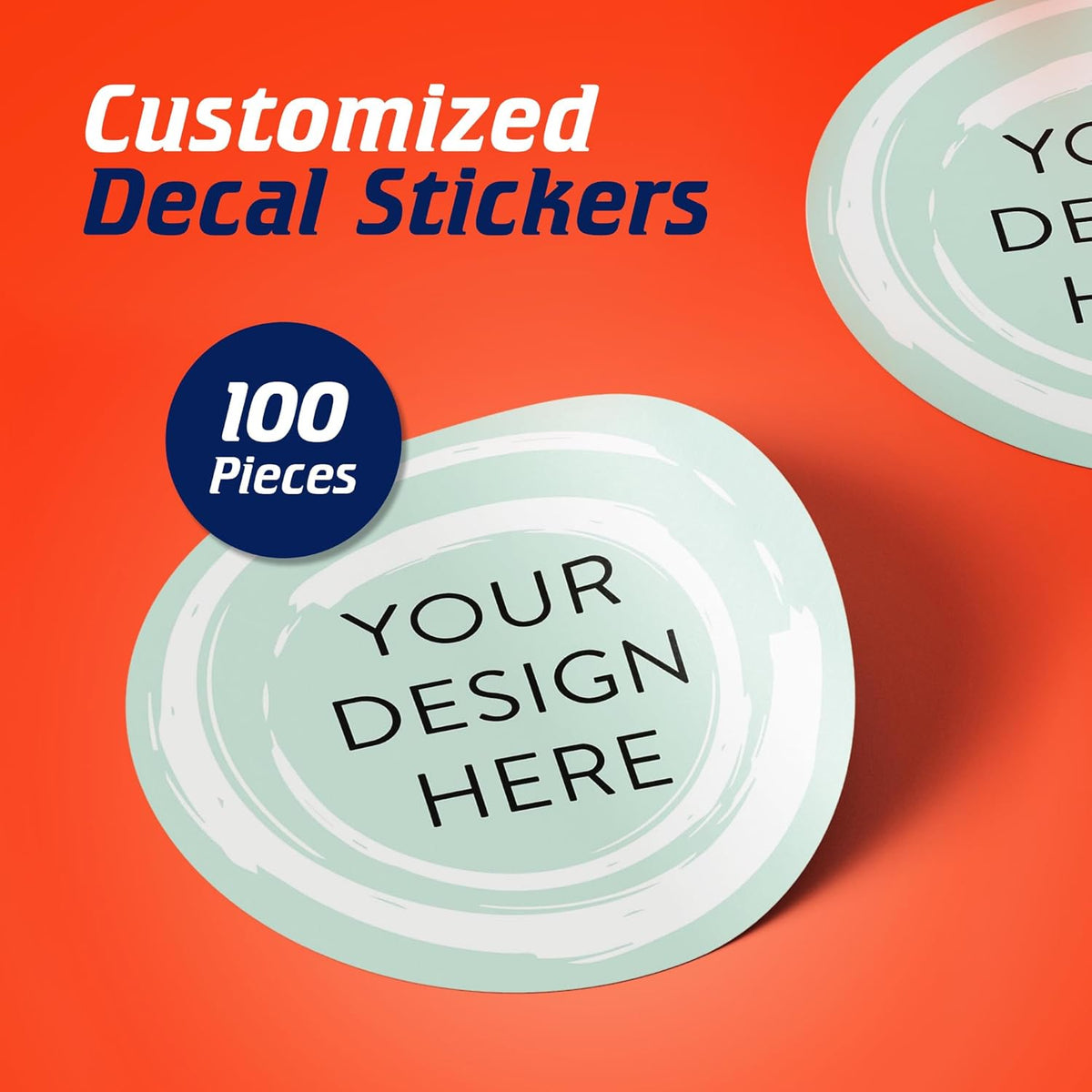 100 Custom Vinyl Stickers - Upload Your own Image, Text, Design, Logo - Personalized Logo Labels for Handmade, Packaging, Bottle, Jars, Candle, Brand Stickers (Mint, 2x2)