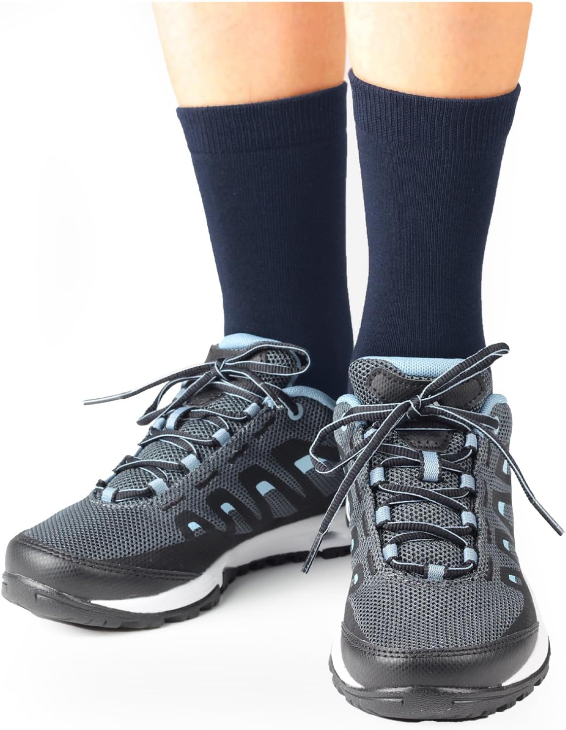 COTTON DAY Unisex Little Kids Youth Boys Girls Soft Cotton Crew Dress Socks Seamless Toe Black White Gray Navy 6 Pack