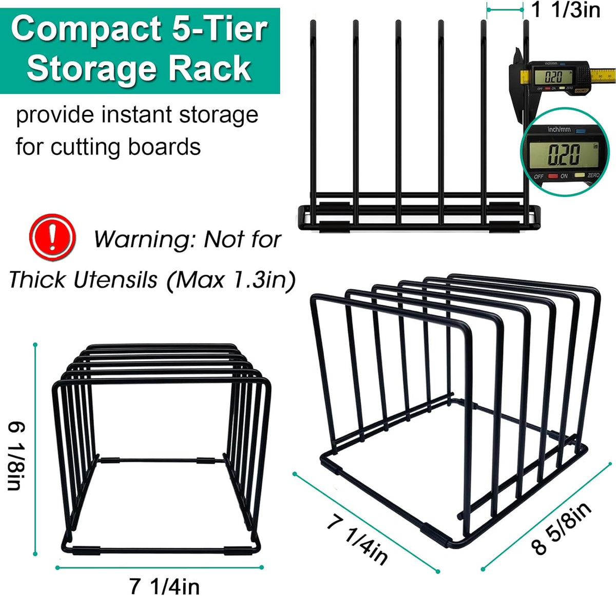 2-Pack Dish Rack & Cutting Board Organizer – 5-Tier Metal Rack for Cutting Boards, Bakeware, Trays – Space-Saving Kitchen Storage, Rust-Resistant Dish Organizer for Cabinets, Countertops & Pantry