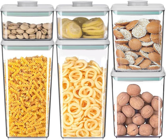 Pop Containers with Lids - Stackable Airtight Food Storage, Kitchen Pantry Storage Containers for Snacks Candy Salt Herbs Spices BPA-Free ((500ML+1200ML+1800ML)*2)