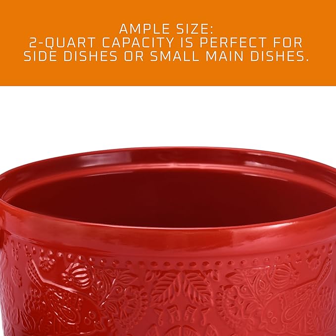 Ceramic Casserole Dish - Baking Dish Bowl Oven Safe With Lid and Handles - Covered Glass Cookware Essential for Kitchen - For Baking Dessert and Brownies, Soup - Round Bakeware for Serving Dishes