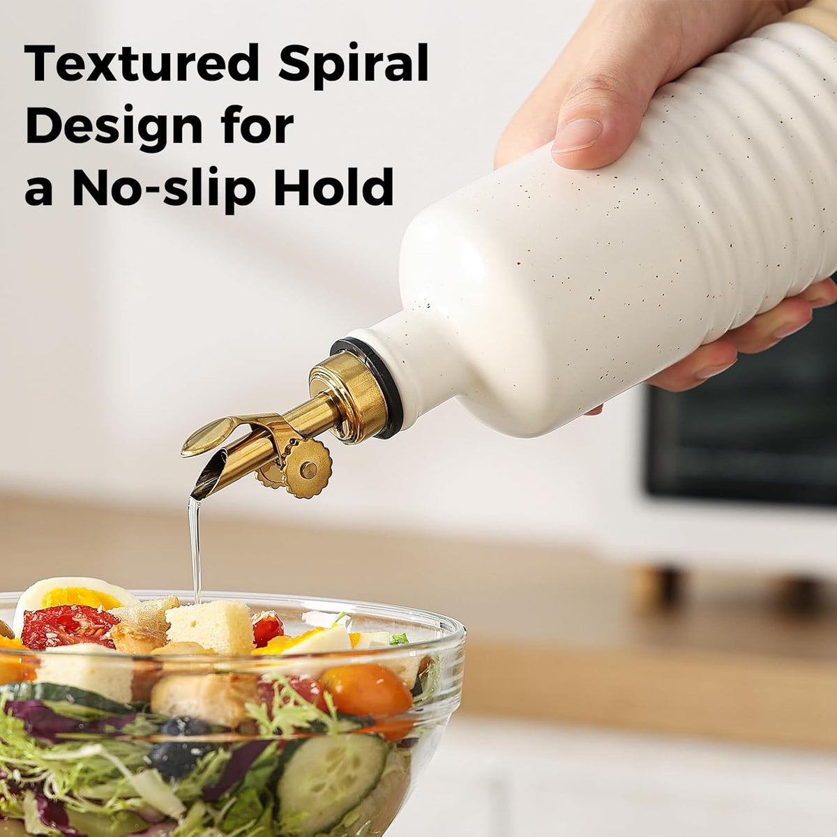 Frewinky 16.9oz Olive Oil Dispenser Bottle with Funnel, Ceramic Oil Dispenser for Kitchen, White Cooking Oil Dispenser for Storage Oil, Vinegar, Syrups & Other Liquids