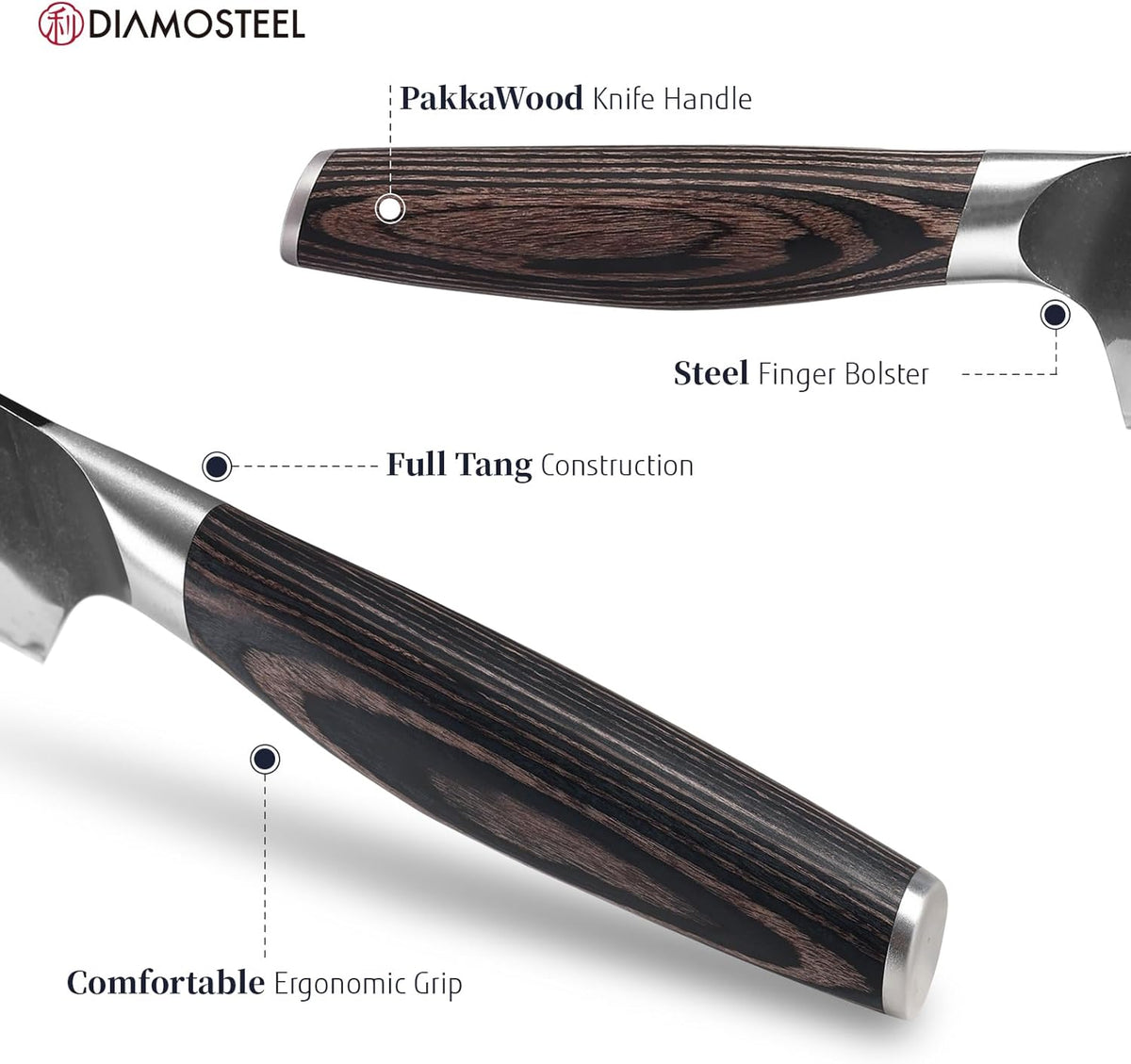 6.5-Inch Boning Knife - Sharp Fillet Knife Hammered Black Oxide Blade Japanese 9CR18MOV High Carbon Stainless Steel - Ergonomic Pakkawood Handle with Present Box