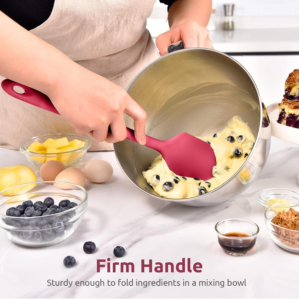 14in Extra Large Silicone Spatula: U-Taste 600ºF Heat Resistant Flexible Silicon Mixing Stirring Cooking Scraping Baking Bowl Scraper Seamless Spreader for Kitchen Nonstick Cookware (Red)