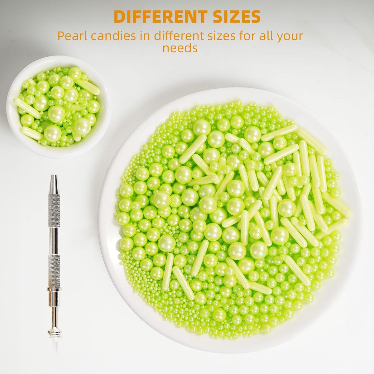 Kasvan Green Mix Sugar Sprinkles - Edible Candy Pearls with 4-Claw Sprinkle Pen,118g/4.16 Oz, Gift Box Pack, Baking Cake Decorations, Ice Cream Toppings and Cookie Decorating (Green)