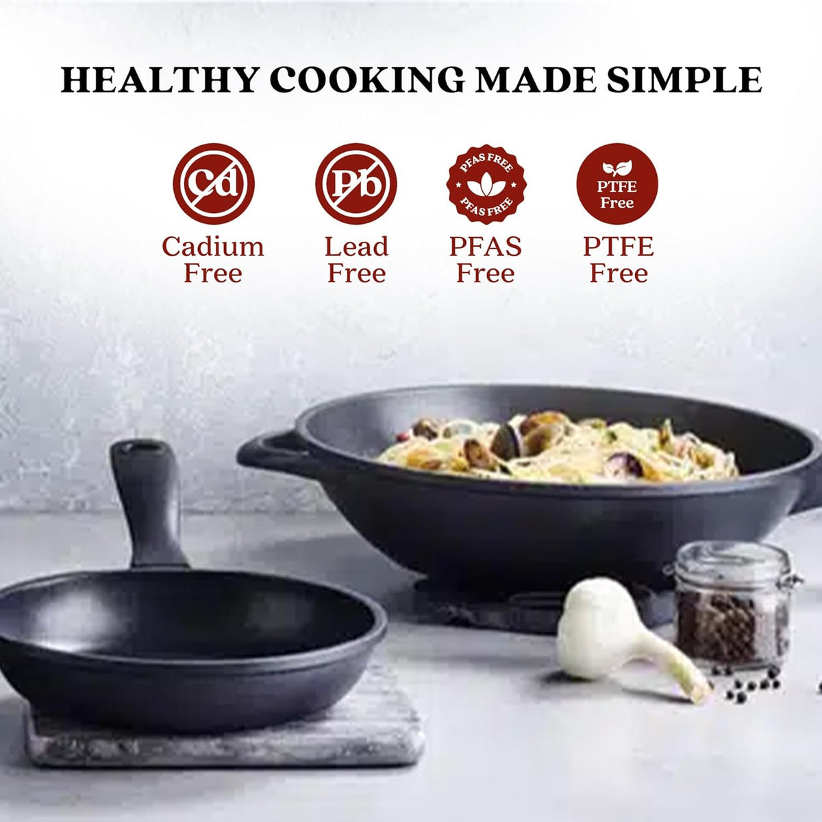 Alva Energy 12" Ceramic Nonstick Wok – PFAS-Free, Non-Toxic Cookware – Fast, Even-Heating Recycled Aluminum with Stay-Cool Handle – Induction Ready & Easy to Clean