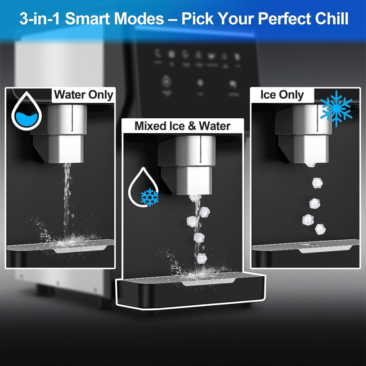 Nugget Ice Makers Countertop Soft Chewable Pellet Ice Machine with Auto-Cleaning Function, Ice/Water/Ice-Water Mix Mode, 62Lbs/24H Portable Countertop Ice Makers for Home Party RV Camping