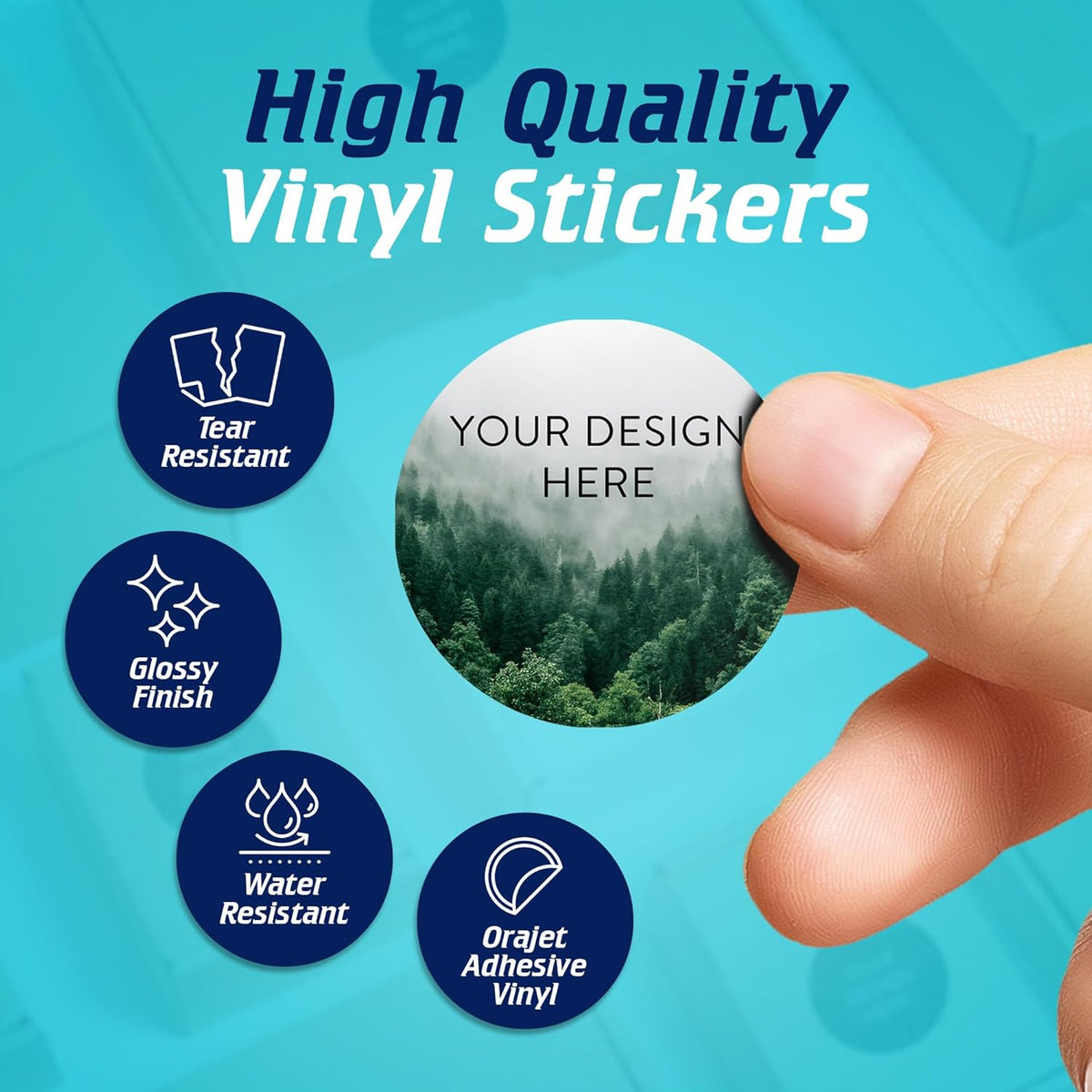100 Custom Vinyl Stickers - Upload Your own Image, Text, Design, Logo - Personalized Logo Labels for Handmade, Packaging, Bottle, Jars, Candle, Brand Stickers (Foggy Valley, 1.5x1.5)