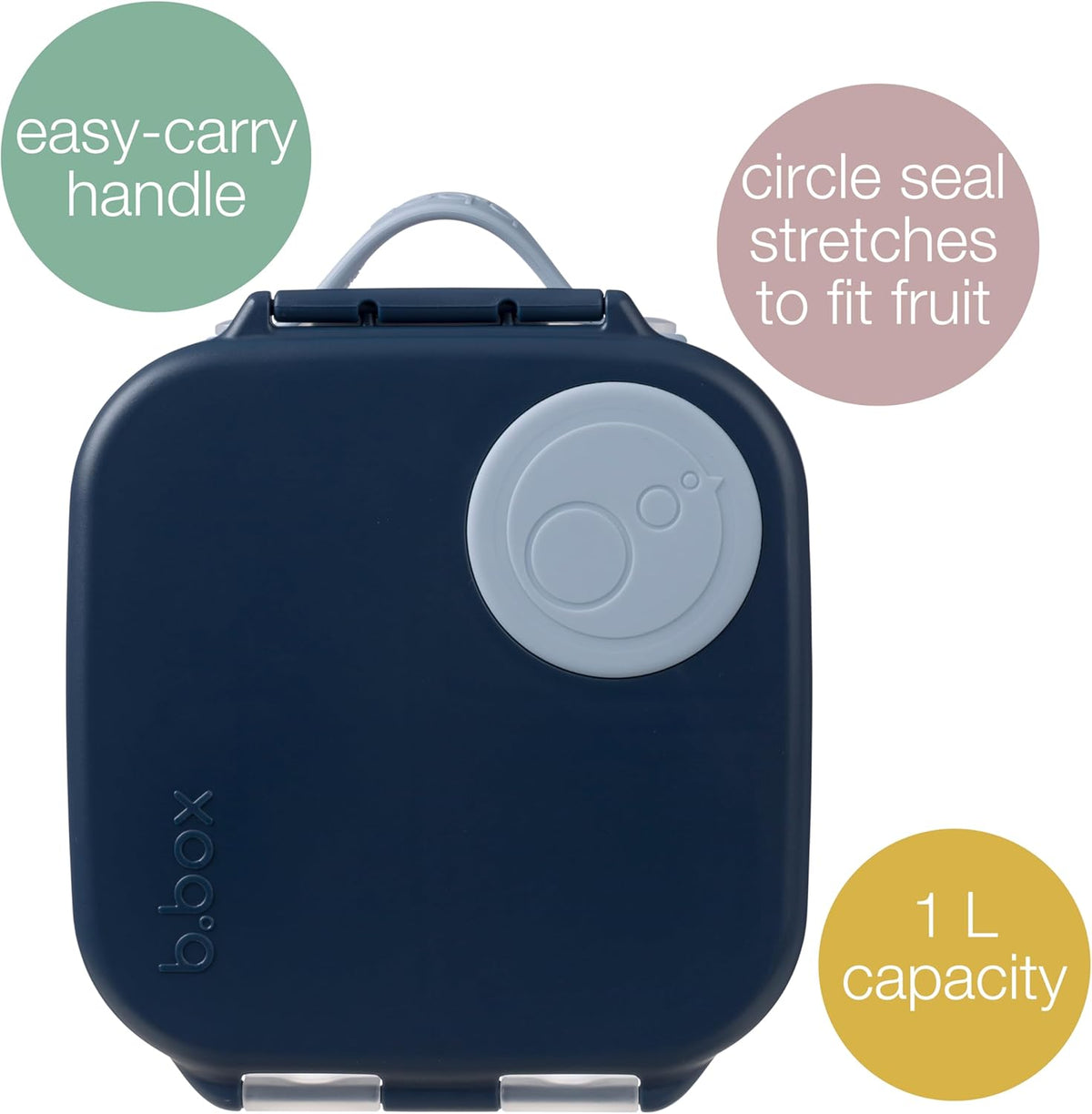 b.box Mini Lunch Box, Bento Box for Kids, Snack Container with 2 Leak Proof Compartments, Reusable Snack Containers with Lids, Kids Lunch Boxes Ages 3+, BPA Free, 4 1/4 Cup Capacity (Midnight)