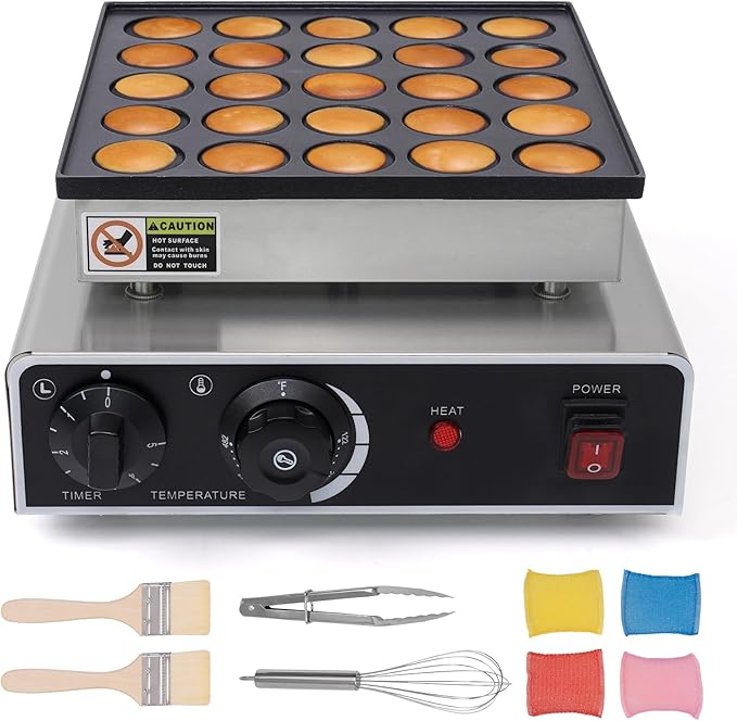 Dyna-Living Mini Dutch Pancake Maker 25PCS Commercial Mini Pancake Maker Non-stick Dorayaki Maker Electric Dutch Pancake Baker 950W Mini Pancake Dutch Machine for Home Kitchen