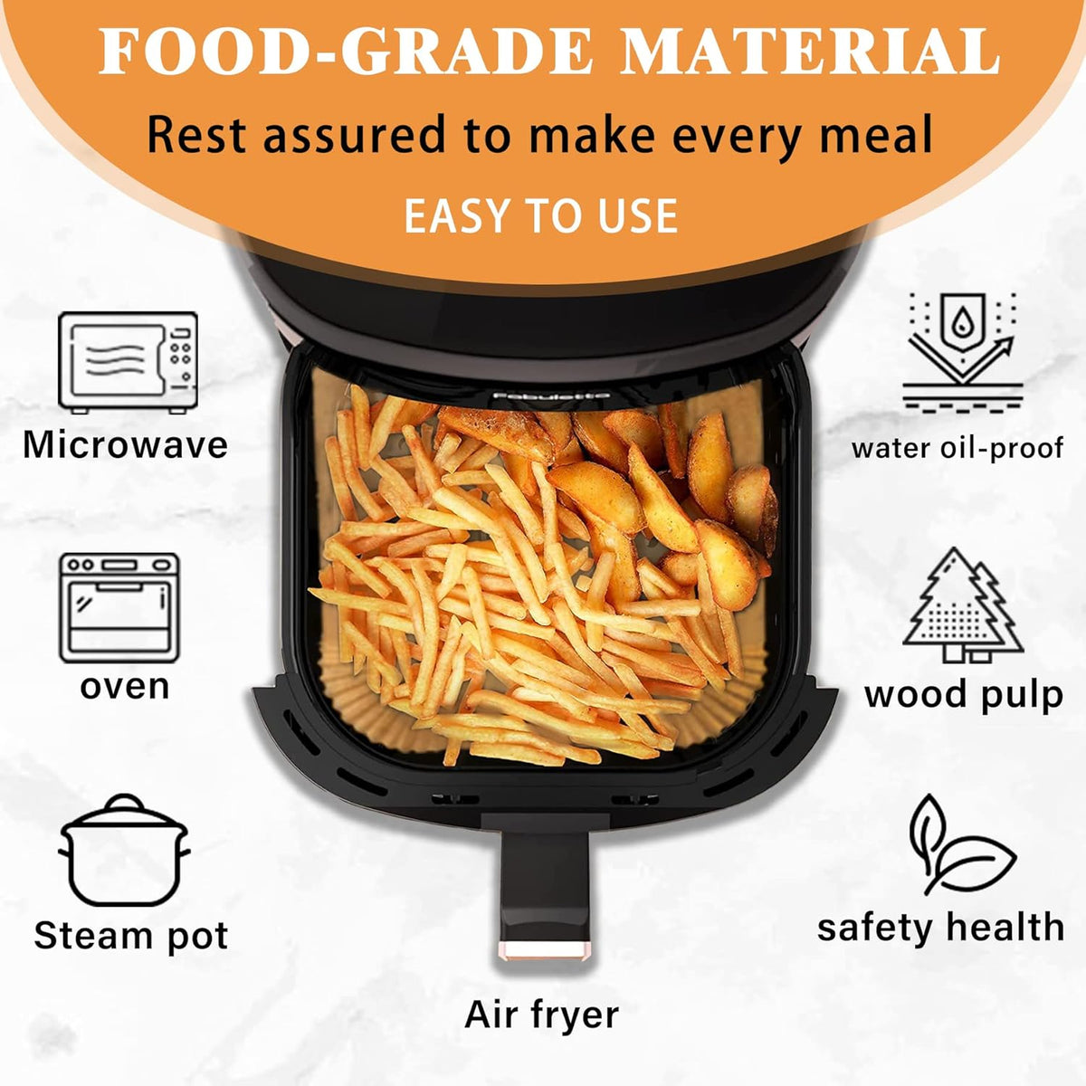 Air Fryer Disposable Paper Liners, 125 Pcs Parchment Cooking Non-Stick Liner for Airfryer, Microwave Oven, Frying Pan, 9 Inch Oil-proof Air Fryers Filters Sheets for 9 10 11 12 Qt Baking Basket