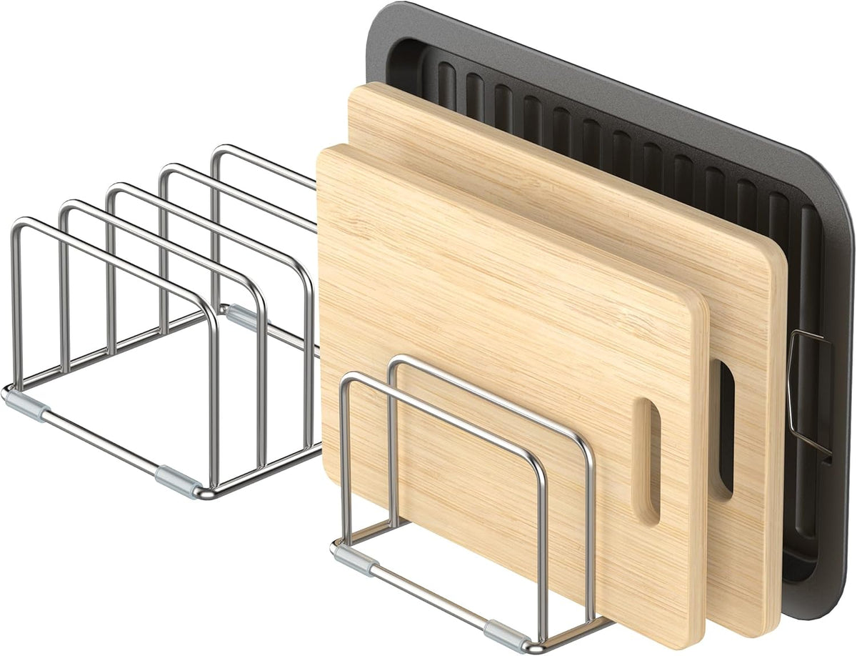 Cutting Board Holder Stand, Chopping Board Storage Rack, Cutting Board Organizer, 304 Stainless Steel Chopping Board Holder, Cookie Sheets Organizer 1.0+1.2 Inch Width Slots (2 PCS)