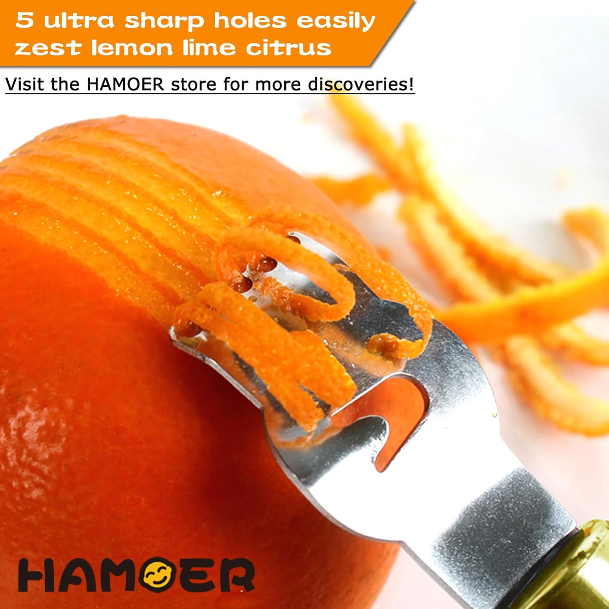 Zester Grater & Channel Knife Kitchen Bar Tool Set for Parmesan Cheese Lemon Garlic Nutmeg Chocolate Citrus Cucumber Radish Ginger Crushed Scraping Rubber Ergonomic Curved Handle Black
