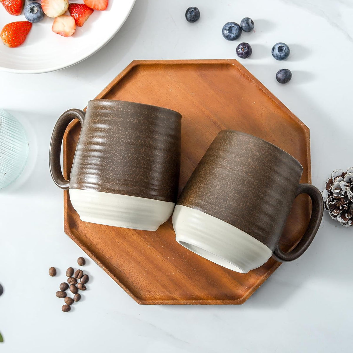 Hasense 20 oz Coffee Mugs, Large Tea Cups with Comfortable Handle Set of 2, Perfect for Coffee, Latte, Hot Cocoa, Dishwasher and Microwave Safe, Brown